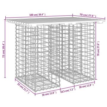 Garden Bench Gabion Design - Solid Pine 100x70 cm | HipoMarket