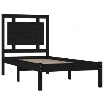 Black Solid Wood Bed Frame 90x200 cm - Classic Design