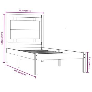 Black Solid Wood Bed Frame 90x200 cm - Classic Design