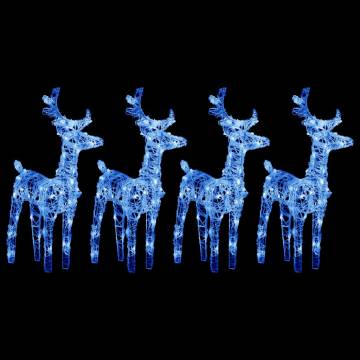 Christmas Reindeers 4 pcs Blue - 160 LEDs Acrylic Display