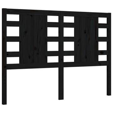 Black Bed Frame with Headboard - 140x190 cm Solid Wood