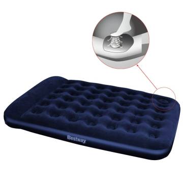 Bestway Inflatable Flocked Airbed - Built-in Foot Pump