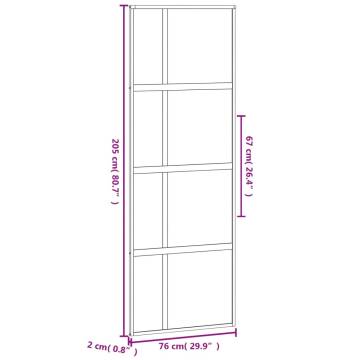 Sliding Door Black 76x205 cm - Tempered Glass & Aluminium