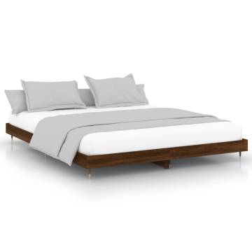 Brown Oak Bed Frame 200x200 cm | Stylish Engineered Wood