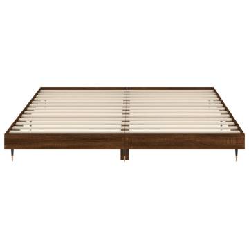 Brown Oak Bed Frame 200x200 cm | Stylish Engineered Wood