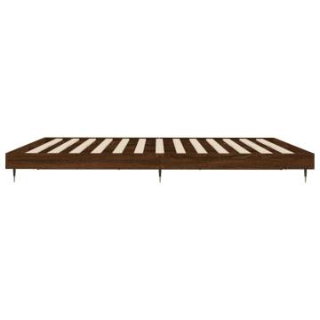 Brown Oak Bed Frame 200x200 cm | Stylish Engineered Wood