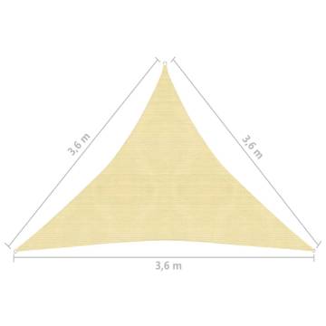 Beige HDPE Triangular Sunshade Sail 3.6x3.6m - Hipomarket UK