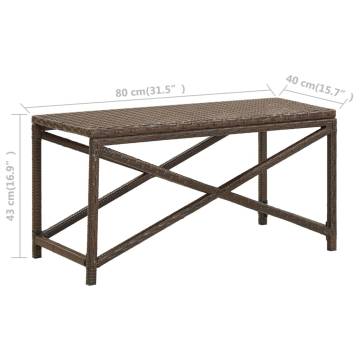 Stylish Brown Poly Rattan Garden Bench - 80 cm | Hipo Market