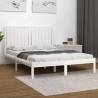 Bed Frame White Solid Wood Pine 135x190 cm Double Colour white Size 135 x 190 cm 