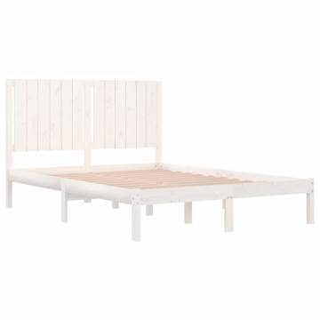 White Solid Wood Pine Bed Frame 135x190 cm Double - Hipomarket