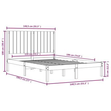 White Solid Wood Pine Bed Frame 135x190 cm Double - Hipomarket