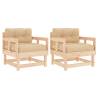 Garden Chairs with Cushions - Solid Wood Pine (2 pcs)