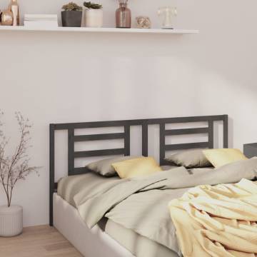 Stylish Grey Bed Headboard - Solid Pine Wood 166x4x100 cm