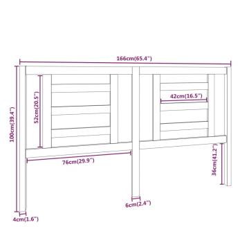 Stylish Grey Bed Headboard - Solid Pine Wood 166x4x100 cm