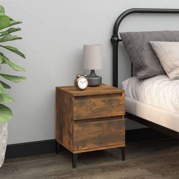 Stylish Bedside Cabinet in Smoked Oak | 40x35x50 cm