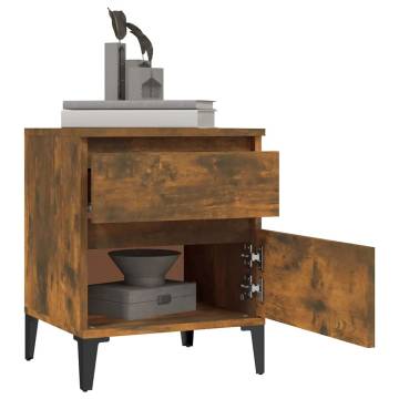 Stylish Bedside Cabinet in Smoked Oak | 40x35x50 cm