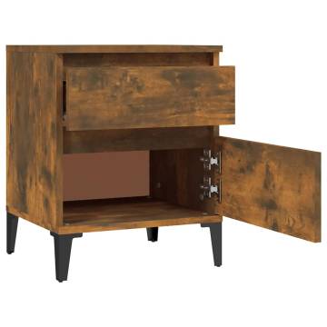 Stylish Bedside Cabinet in Smoked Oak | 40x35x50 cm