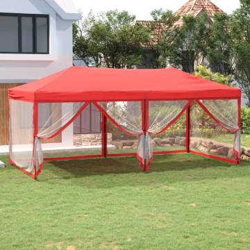 Folding Party Tent with Sidewalls Red 3x6 m - Hipomarket