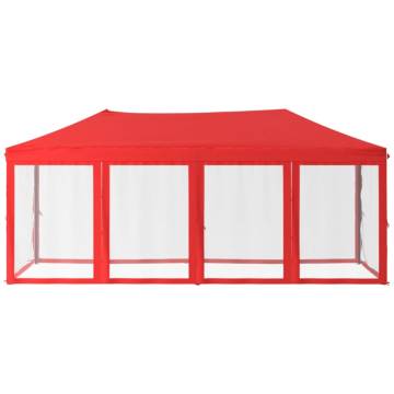 Folding Party Tent with Sidewalls Red 3x6 m - Hipomarket