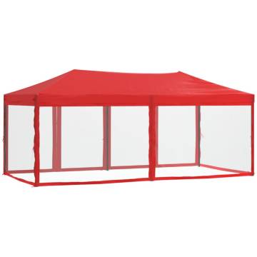 Folding Party Tent with Sidewalls Red 3x6 m - Hipomarket