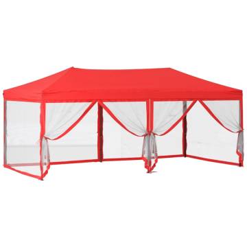 Folding Party Tent with Sidewalls Red 3x6 m - Hipomarket