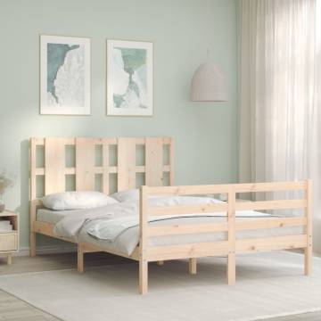 Solid Wood Bed Frame with Headboard - 140x190 cm