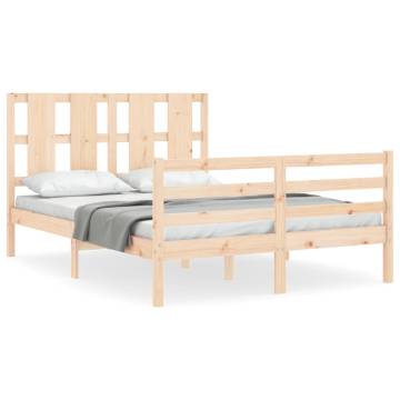 Solid Wood Bed Frame with Headboard - 140x190 cm