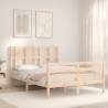 Solid Wood Bed Frame with Headboard - 140x190 cm