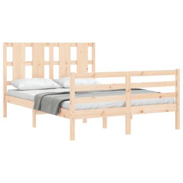 Solid Wood Bed Frame with Headboard - 140x190 cm