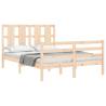 Solid Wood Bed Frame with Headboard - 140x190 cm