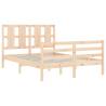 Solid Wood Bed Frame with Headboard - 140x190 cm