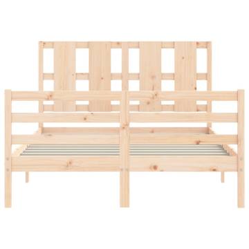 Solid Wood Bed Frame with Headboard - 140x190 cm