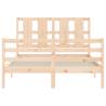 Solid Wood Bed Frame with Headboard - 140x190 cm