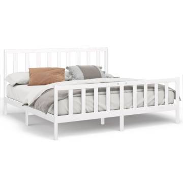 White Solid Wood Pine Bed Frame 200x200 cm - Stylish & Sturdy