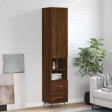 Stylish Highboard Brown Oak - 34.5x34x180 cm Engineered Wood