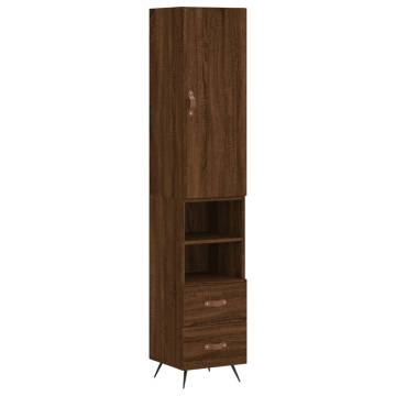 Stylish Highboard Brown Oak - 34.5x34x180 cm Engineered Wood