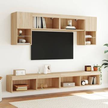 6 Piece TV Wall Units with LED - Sonoma Oak | HipoMarket