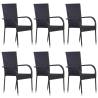 Stackable Outdoor Chairs 6 pcs Poly Rattan Black Colour black Quantity in Package 6 Number of 1 