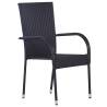 Stackable Outdoor Chairs - 6 pcs Poly Rattan Black