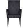 Stackable Outdoor Chairs - 6 pcs Poly Rattan Black