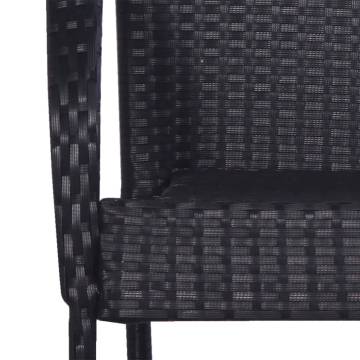 Stackable Outdoor Chairs - 6 pcs Poly Rattan Black