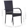 Stackable Outdoor Chairs - 6 pcs Poly Rattan Black