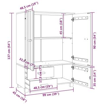 Wardrobe HAMAR Light Grey - Stylish Solid Pine Storage