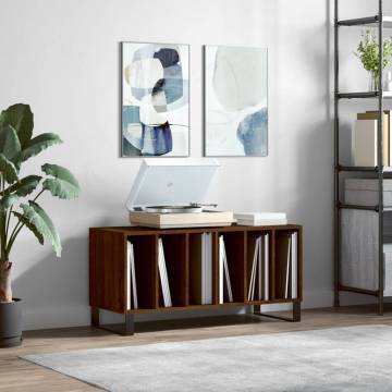 Stylish Brown Oak Record Cabinet - 100x38x48 cm