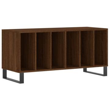 Stylish Brown Oak Record Cabinet - 100x38x48 cm