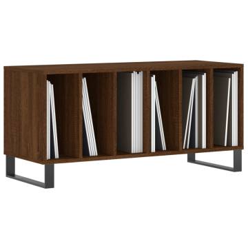 Stylish Brown Oak Record Cabinet - 100x38x48 cm