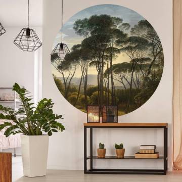 WallArt Wallpaper Circle: Umbrella Pines in Italy - 142.5 cm