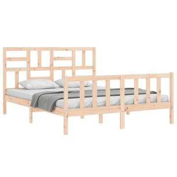 Solid Wood Bed Frame with Headboard 160x200 cm - HipoMarket