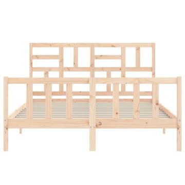 Solid Wood Bed Frame with Headboard 160x200 cm - HipoMarket