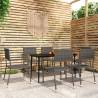 7 Piece Garden Dining Set Grey Colour grey Size 140 cm table length Number of 6 